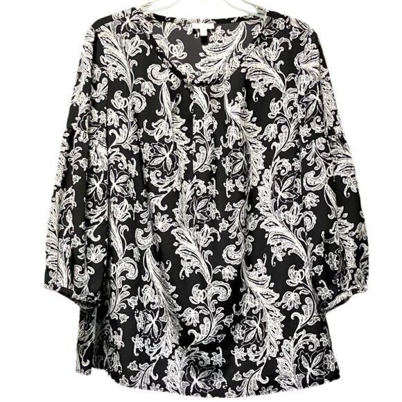 Talbots Floral Blouse in Black/White Women’s M - Picture 1 of 7